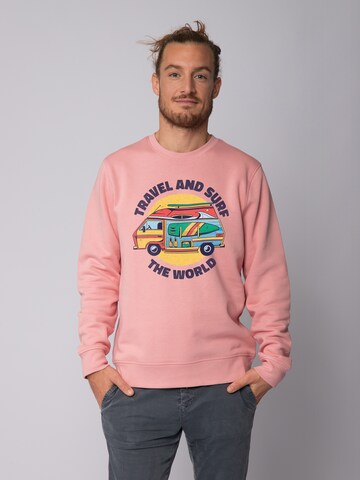 Sweat-shirt 'Travel and surf' Watapparel en rose : devant
