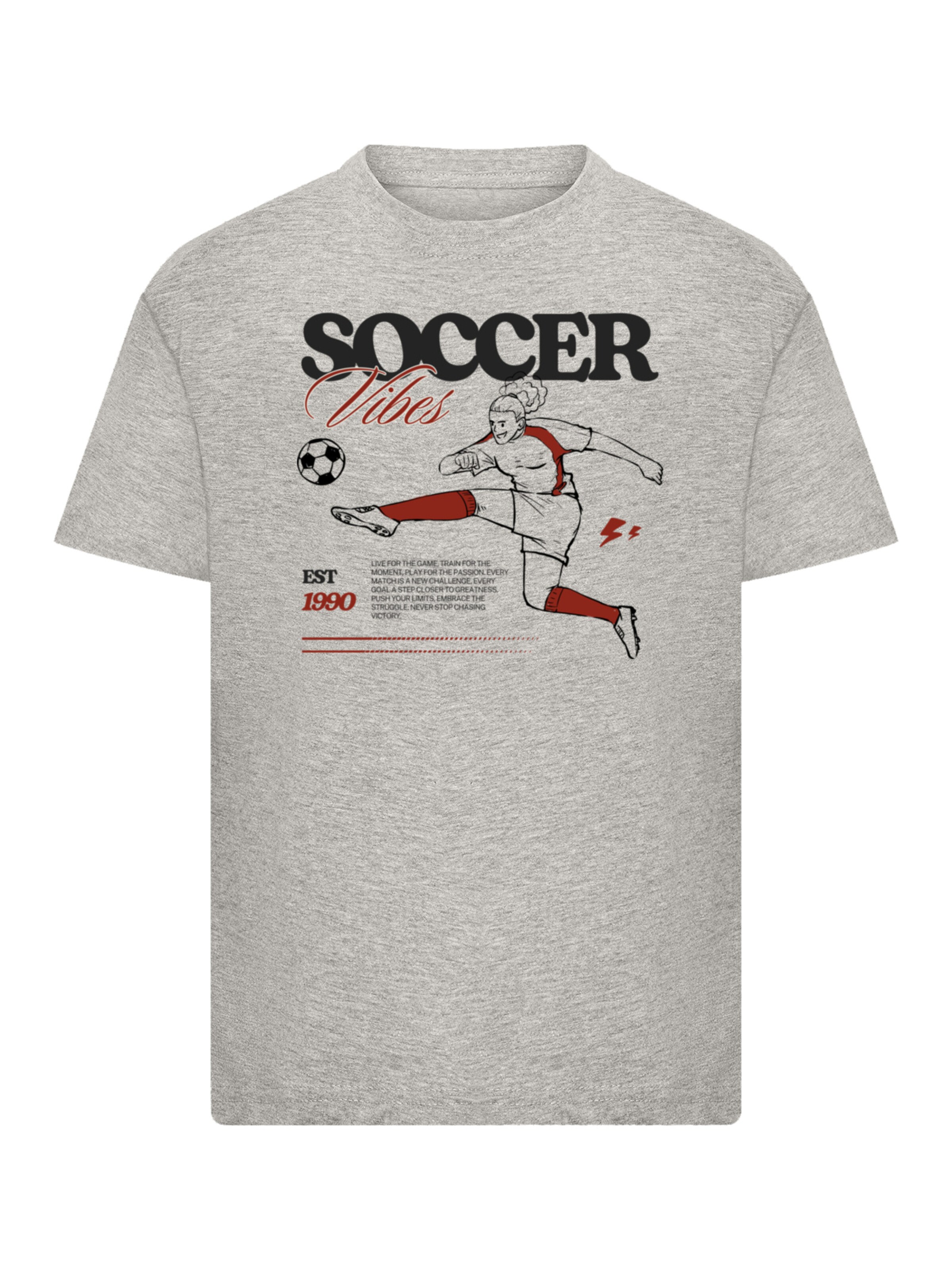 T-Shirt 'Soccer Vibes Sport Fan' F4NT4STIC en gris : devant