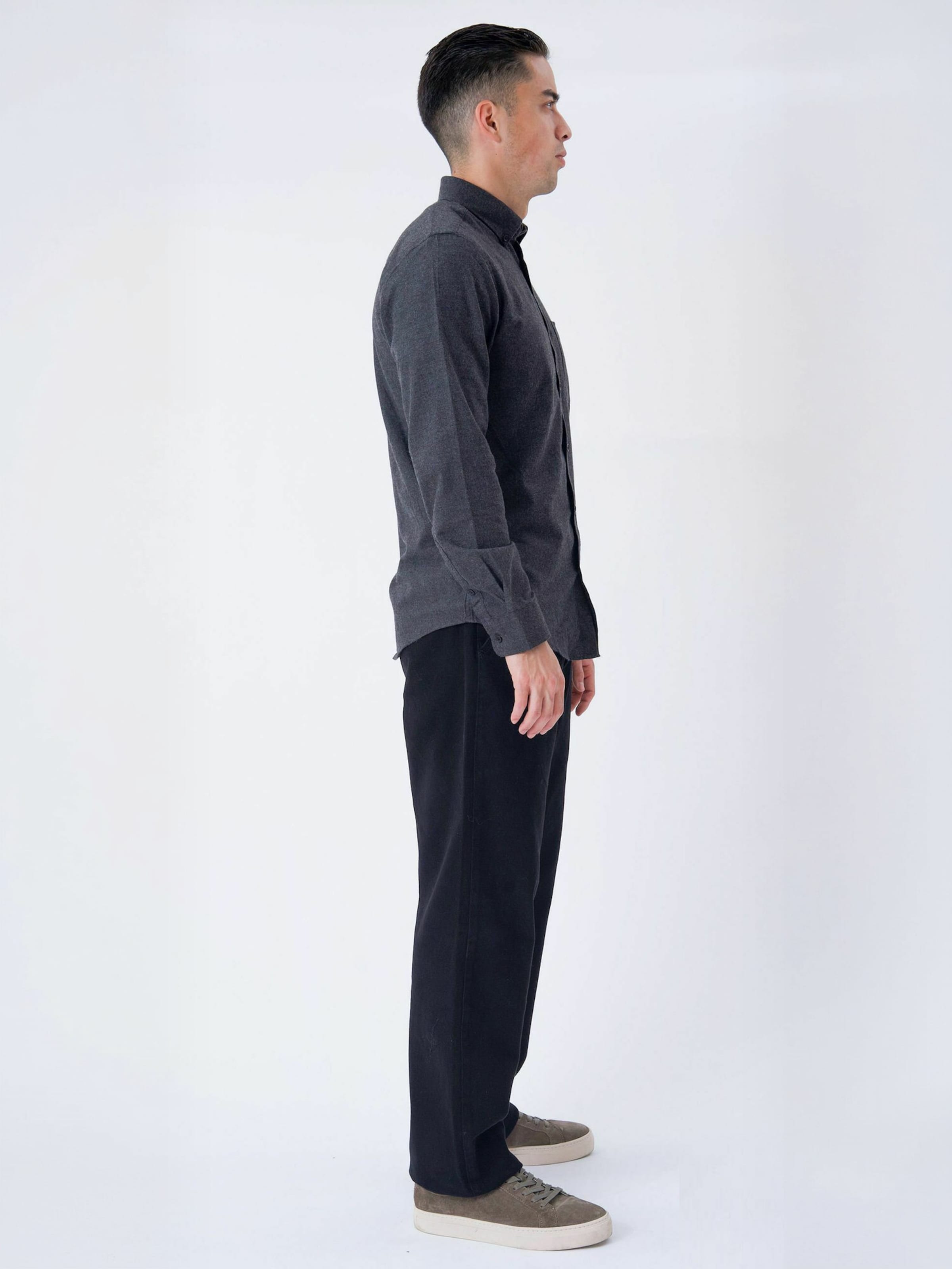 TEESHOPPEN - Ajuste regular Camisa ' Flannel ' en gris: lado