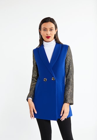 faina - Sobretudo meia-estação em azul: frente