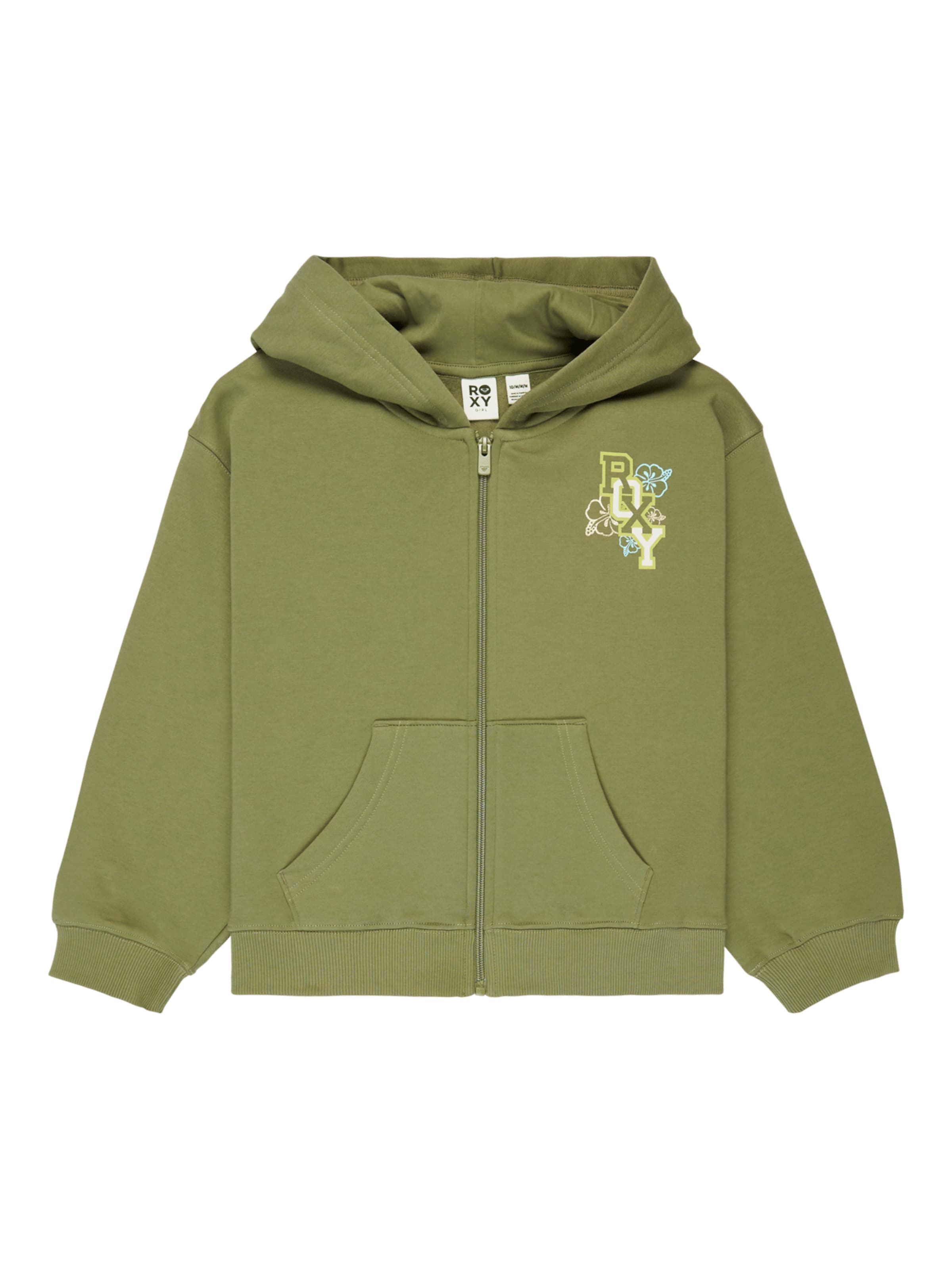 ROXY Zip-Up Hoodie in Green: front