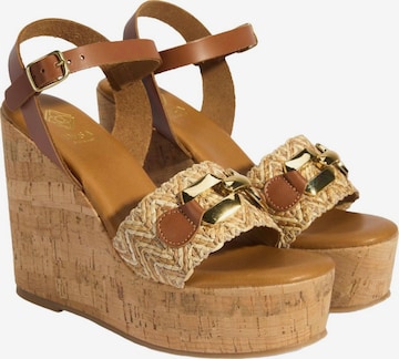 Desa - Sandalias 'Keilsandalen' en marrón: frente