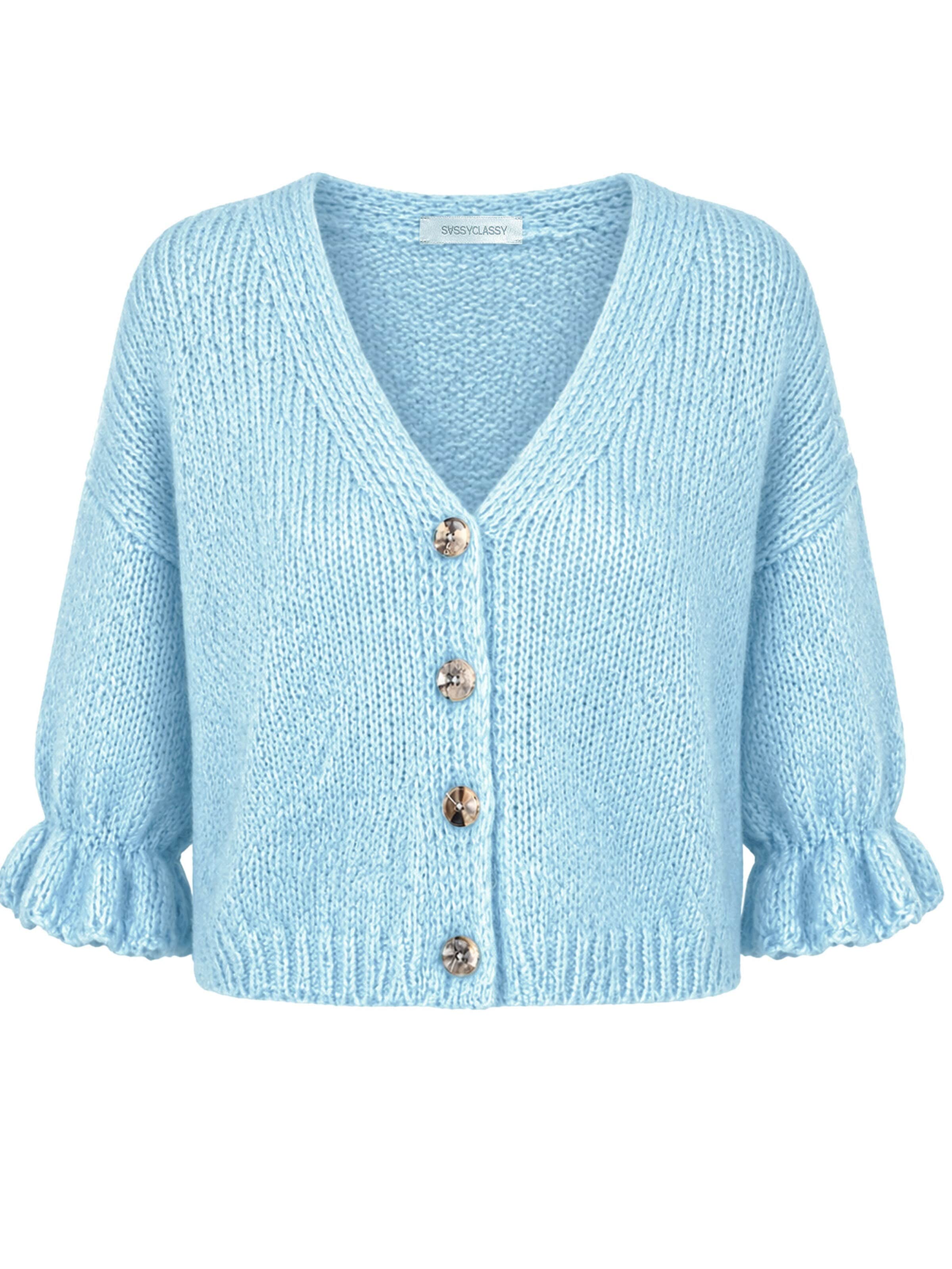 SASSYCLASSY Oversizestrickjacke‌‌‌‌‌‌ in Blau: Vorderseite