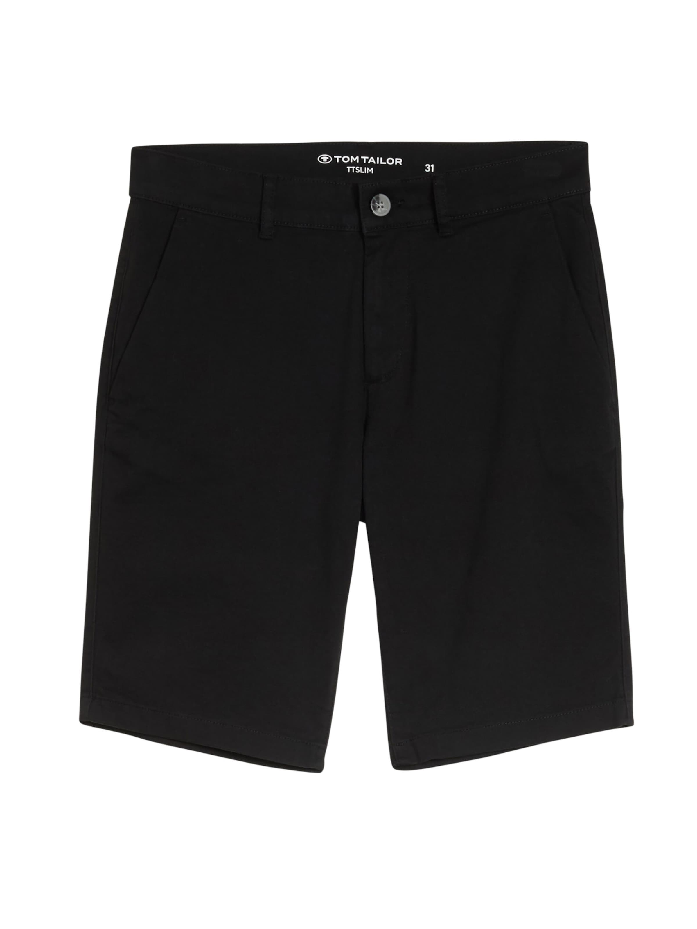 TOM TAILORChino hlače - crna boja: prednji dio