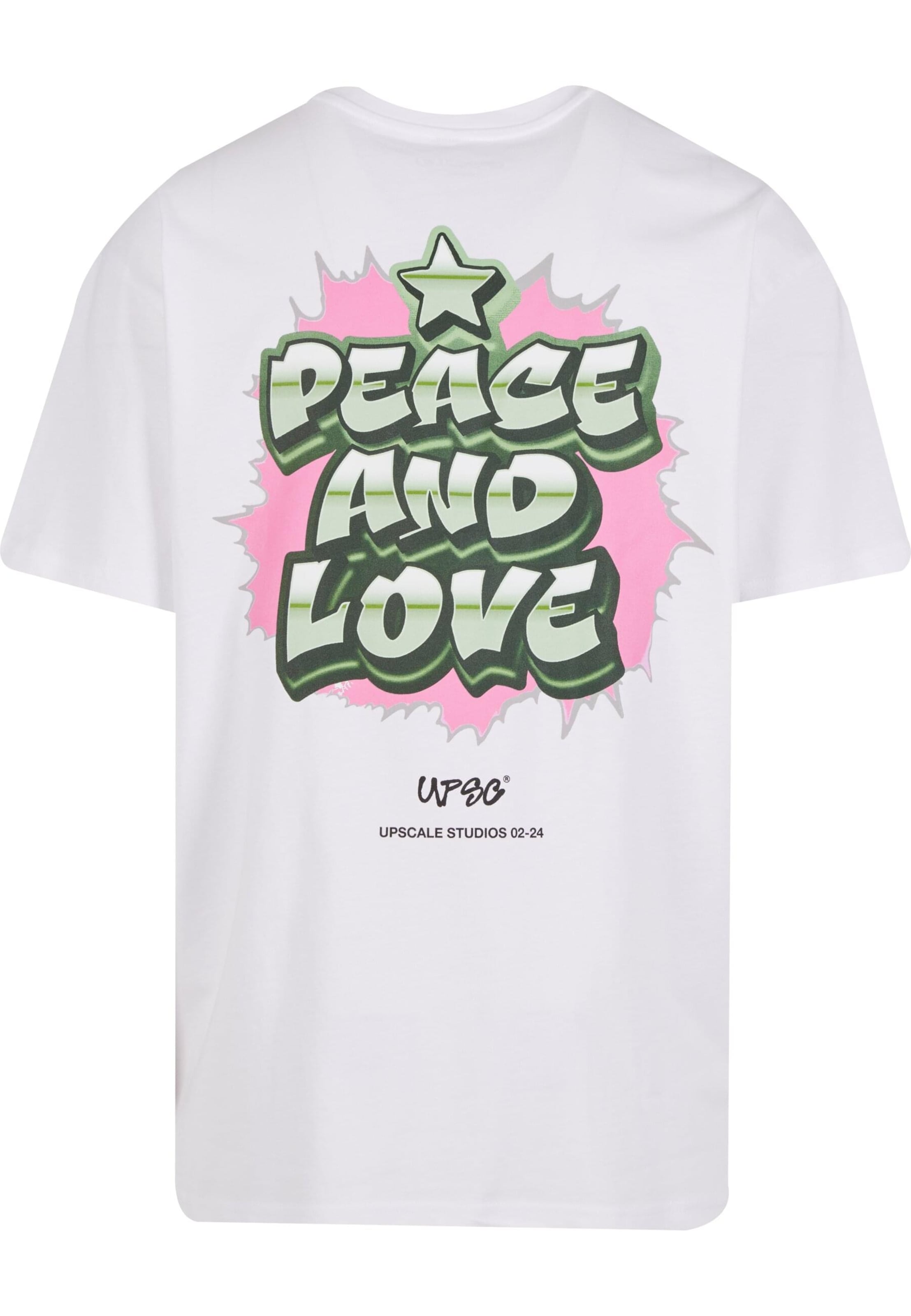 Maglietta 'Peace&Love' di MT Upscale in bianco