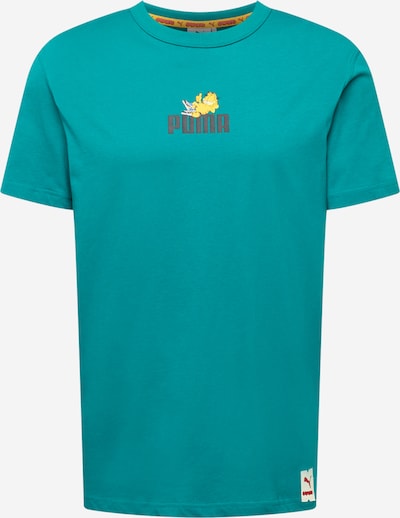 PUMA T-Shirt en citron vert / pétrole / rouge pastel / noir / blanc, Vue avec produit