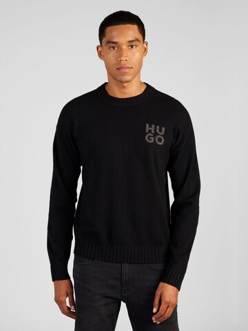 HUGO Sweater 'San Cassio' in Black: front