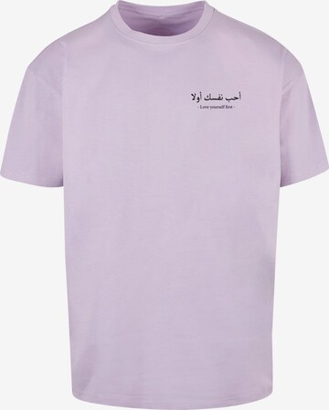 Merchcode Shirt 'Love Yourself First' in Lila: voorkant