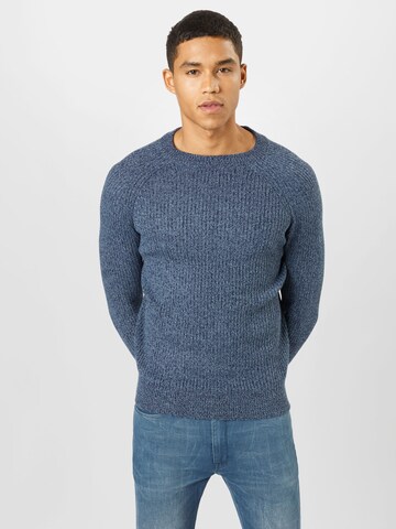 BURTON MENSWEAR LONDON Regular fit Пуловер ''FISHERMAN' в синьо: отпред