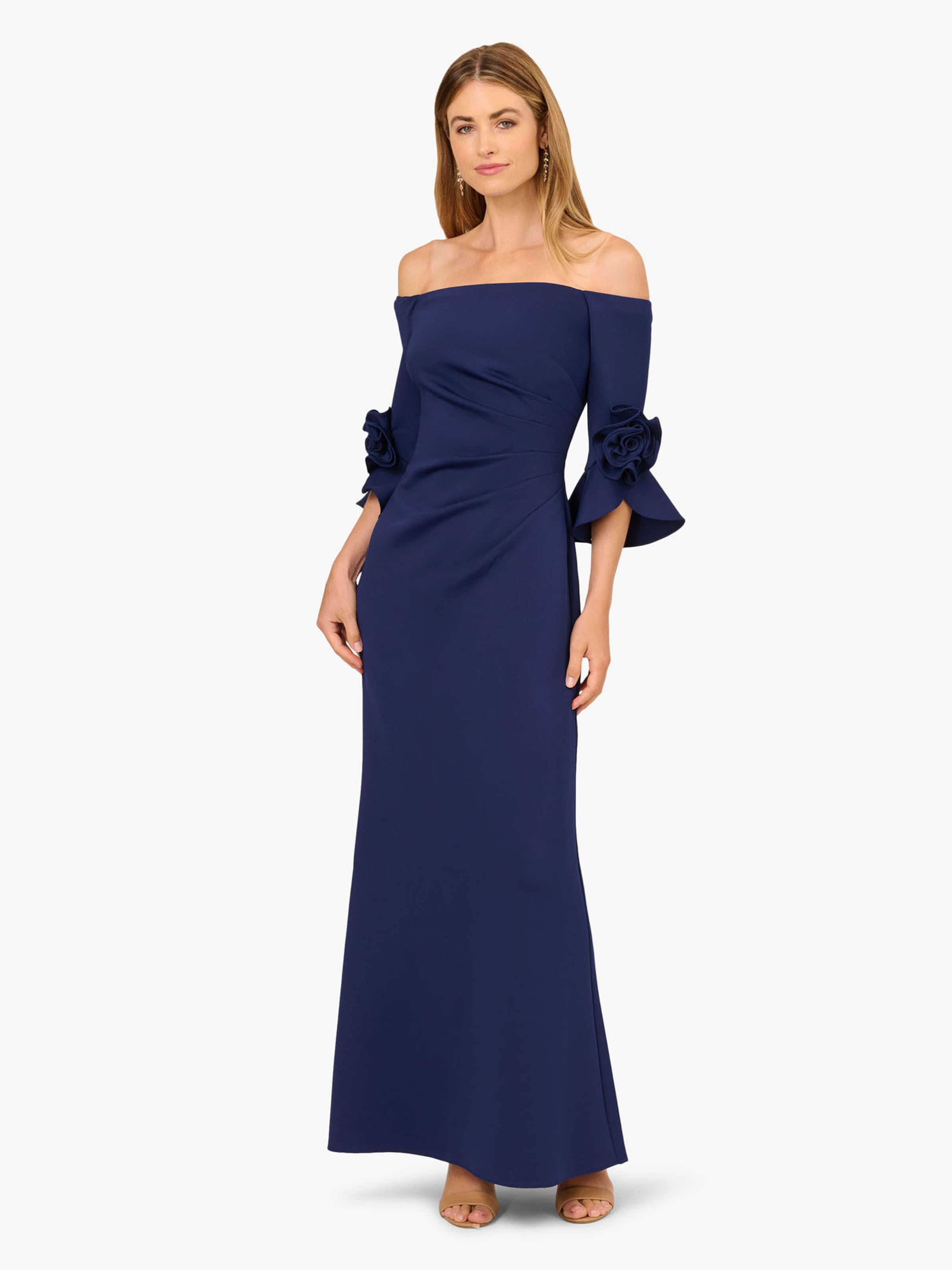Adrianna Papell Avondjurk 'Rosette Scuba Crepe Gown' in Blauw: voorkant