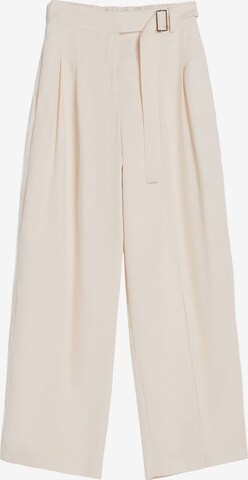 Bershka Loose fit Pleat-Front Pants in Beige: front