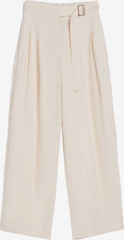 Bershka Loose fit Pleat-front trousers in Beige: front