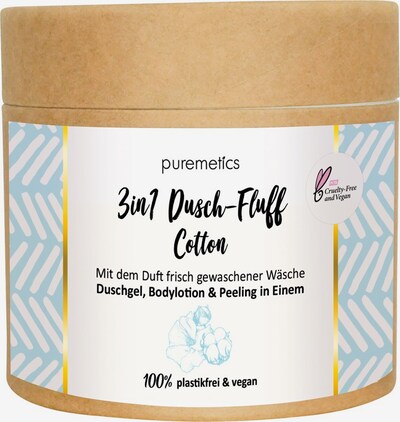 puremetics Duschgel & Bodylotion & Körperpeeling 'Cotton 3in1 Dusch-Fluff' in beige / weiß, Produktansicht