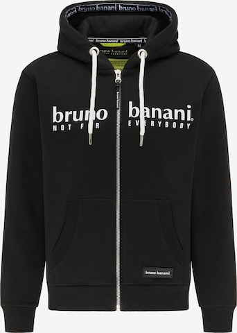 BRUNO BANANI Sweatvest 'Parker' in Zwart: voorkant