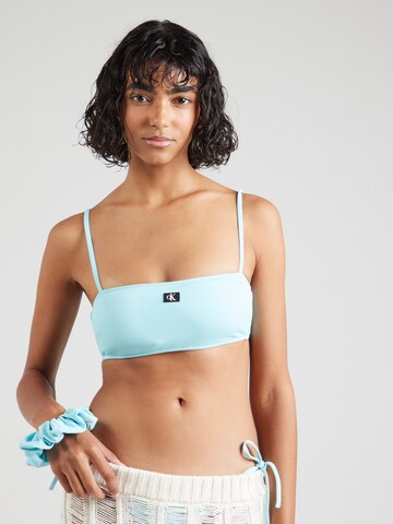 Calvin Klein Swimwear Bralette Bikini Top in Blue: front