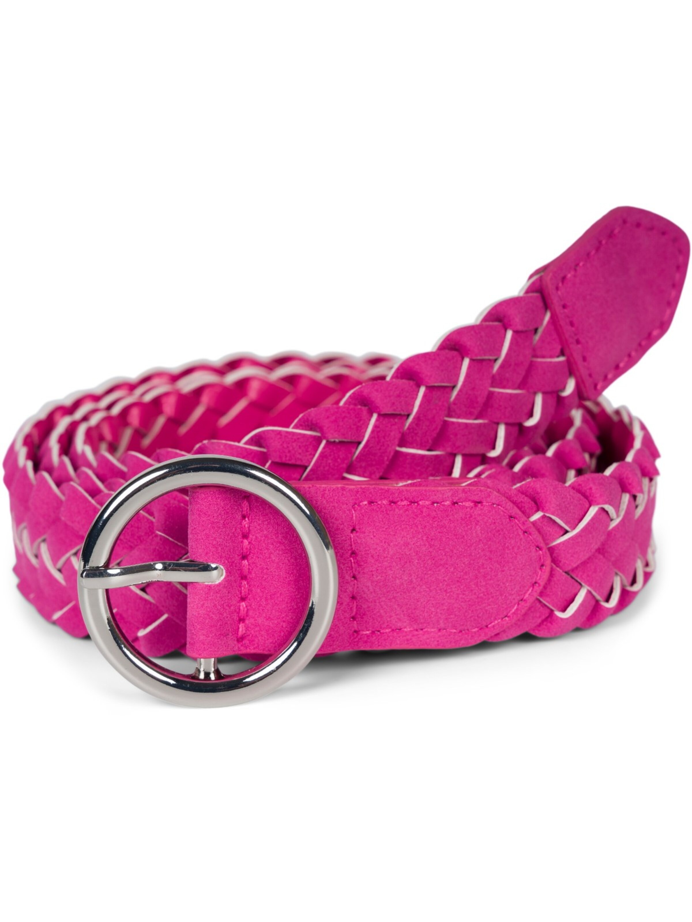 styleBREAKER Gürtel 'Schmaler Flechtgürtel'‌‌ in Pink: Vorderseite