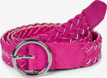 styleBREAKER Gürtel 'Schmaler Flechtgürtel' in Pink: Vorderseite