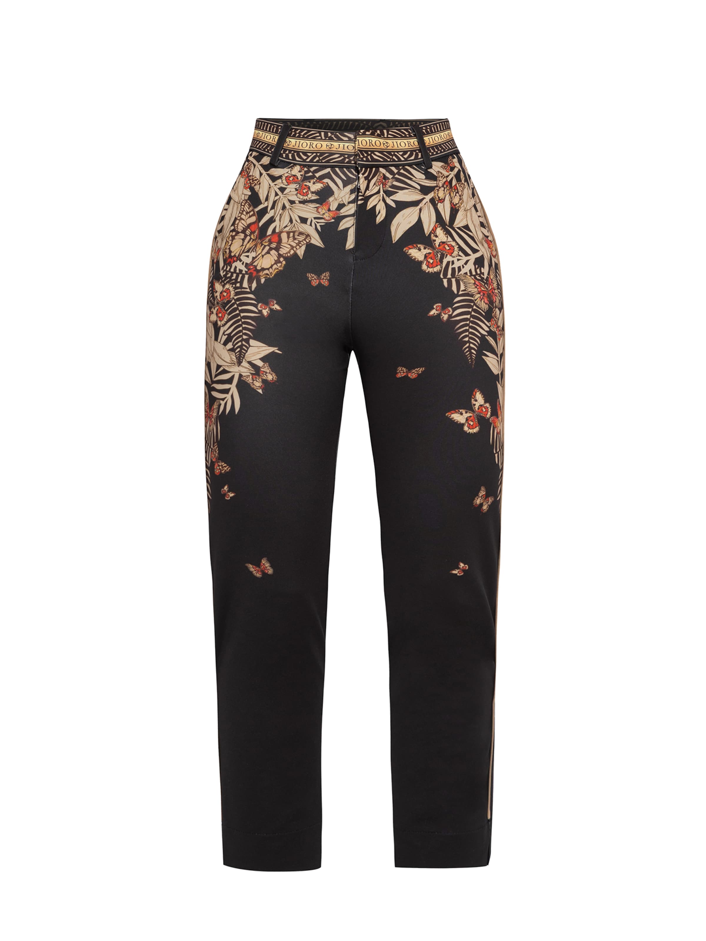 JIORO Regular Pants 'MIDNIGHT BUTTERFLIES' in Black: front