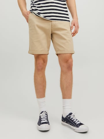 JACK & JONES regular Lærredsbukser 'JPSTDave' i beige: forside
