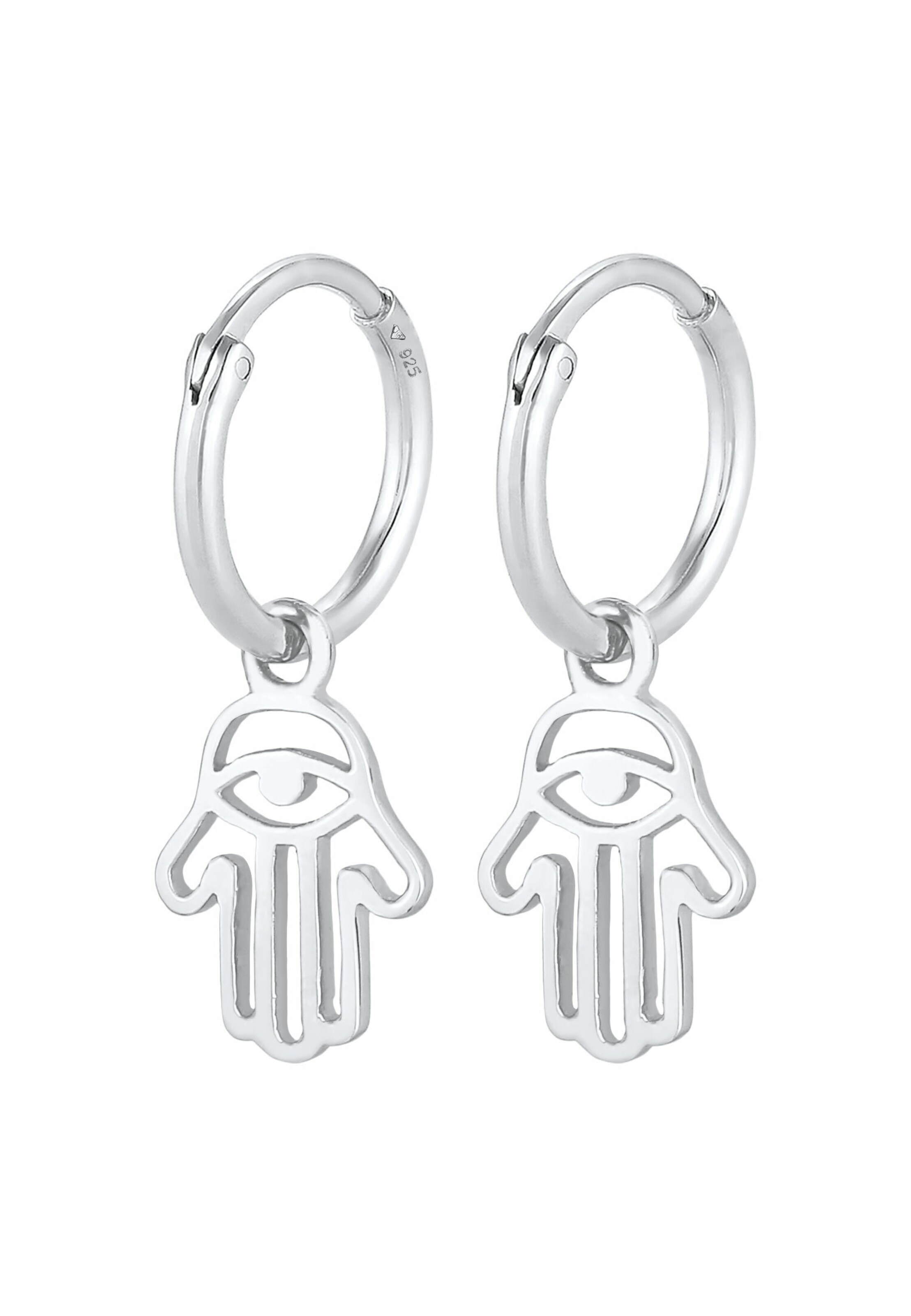 ELLI Ohrringe Hamsa Hand in Silber: Vorderseite