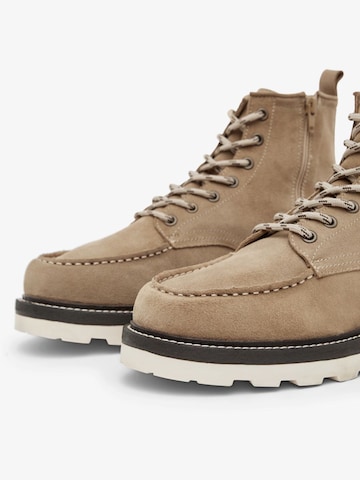 Bianco Lace-Up Boots 'WOOD ' in Beige