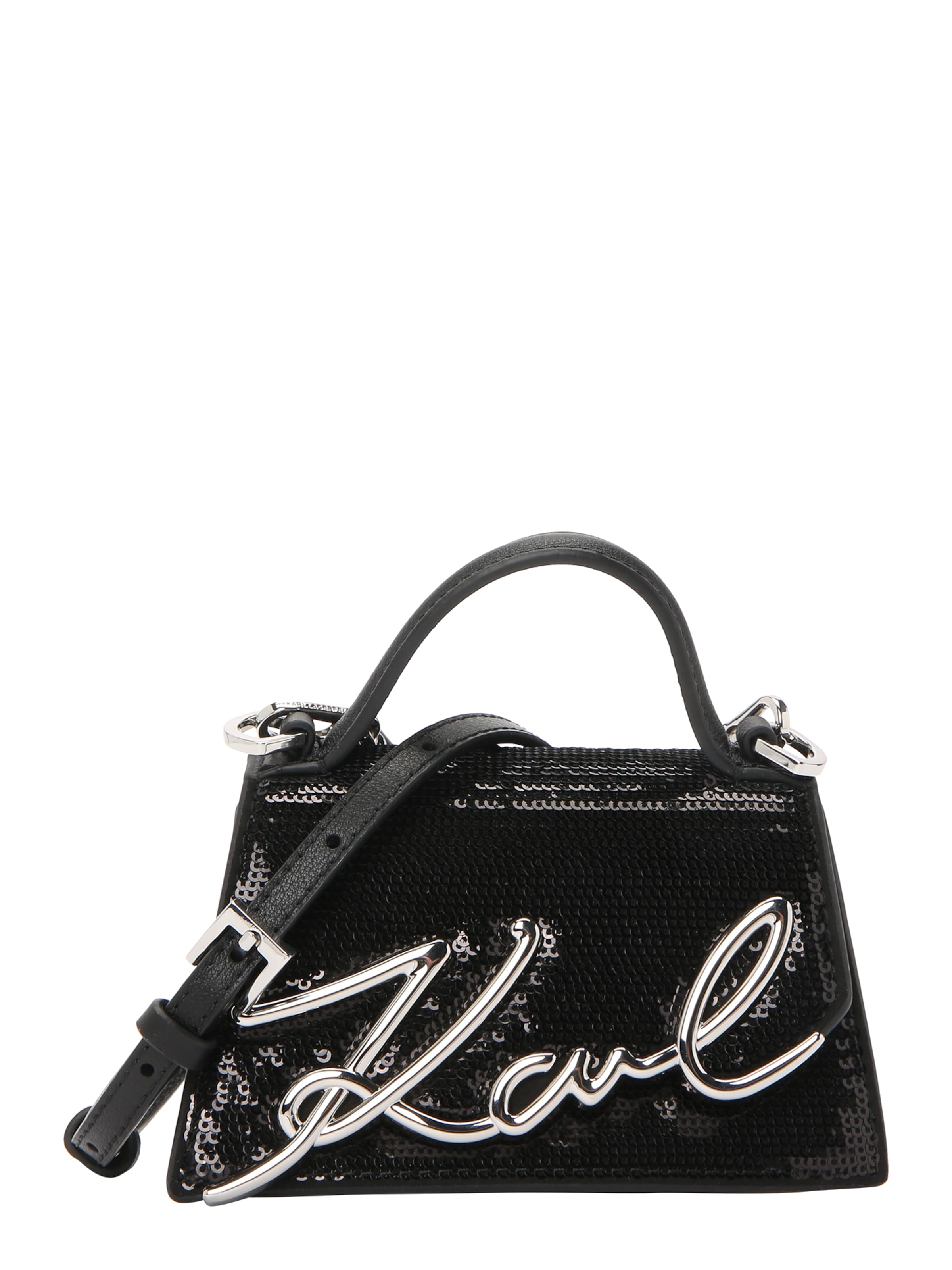 melns Karl Lagerfeld Rokassomiņa: no priekšpuses