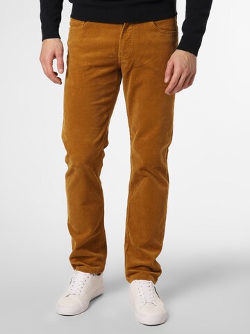 Nils Sundström Regular Trousers 'Aiden' in Brown: front