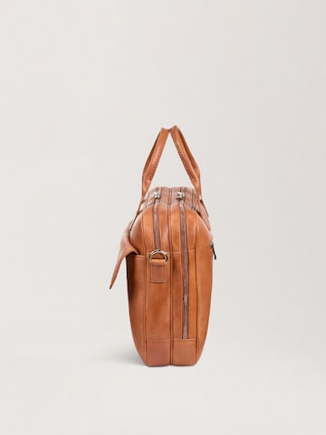 NEGOTIA Leather Laptoptas 'Orden' in Bruin