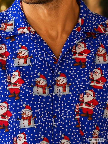 Regular fit Camicia 'Christmas Santa Likes' di King Kameha in blu