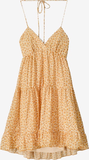 Bershka Ljetna haljina u tamno smeđa / žuta / pastelno žuta / narančasta, Pregled proizvoda