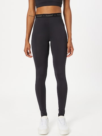 Skinny Pantalon de sport Hummel en noir : devant