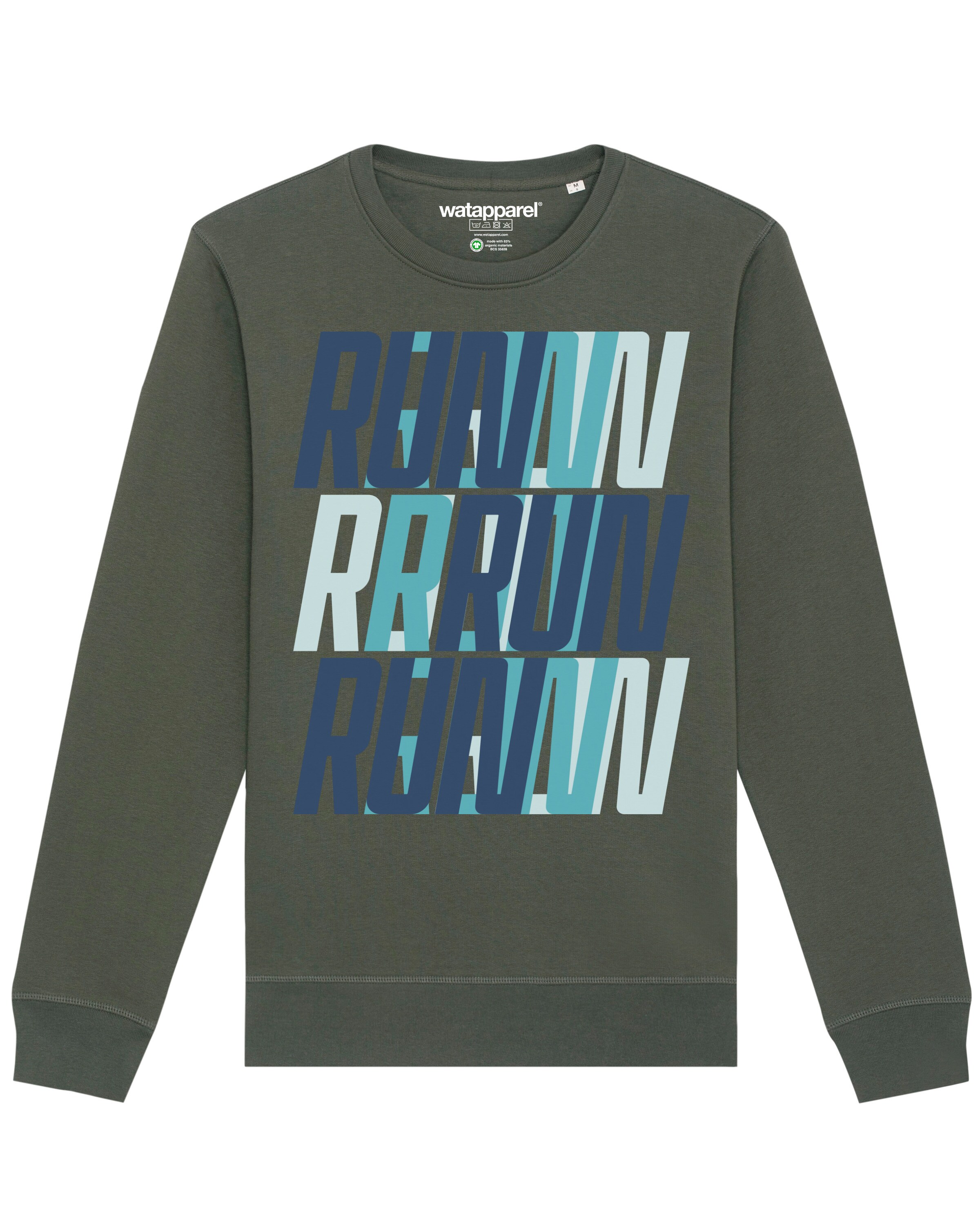 Watapparel Sweatshirt ' Run, Run, Run blue ' in Grün: Vorderseite