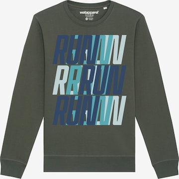 Felpa ' Run, Run, Run blue ' di Watapparel in verde: frontale