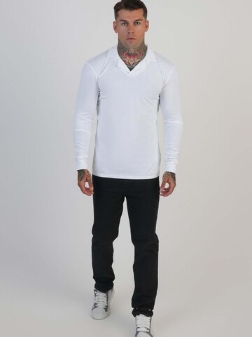 SikSilk Shirt 'Long Sleeve Revere Polo' in Weiß