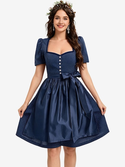 KoJooin Dirndl 'Damen 2-Teiliges Dirndl-Stil Set Mit Puffärmeln, Knopfleiste Und Schürze' in 34 in Navy, Item view