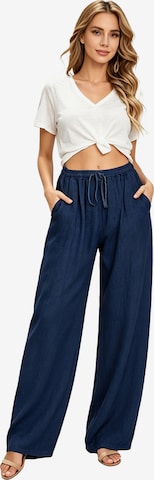 KoJooin Spodnie 'Damen Baumwoll-Leinen-Hose mit Kordelzug,hoher Taille und weitem Bein Bequeme, lockere Freizeithose' w kolorze niebieski: przód