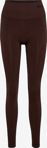 Hummel Skinny Workout Pants 'Tif' in Brown: front