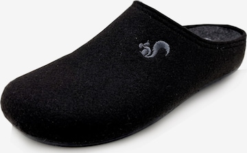 thies Hausschuh 'thies 1856 ® Recycled PET Slipper' in Schwarz: Vorderseite