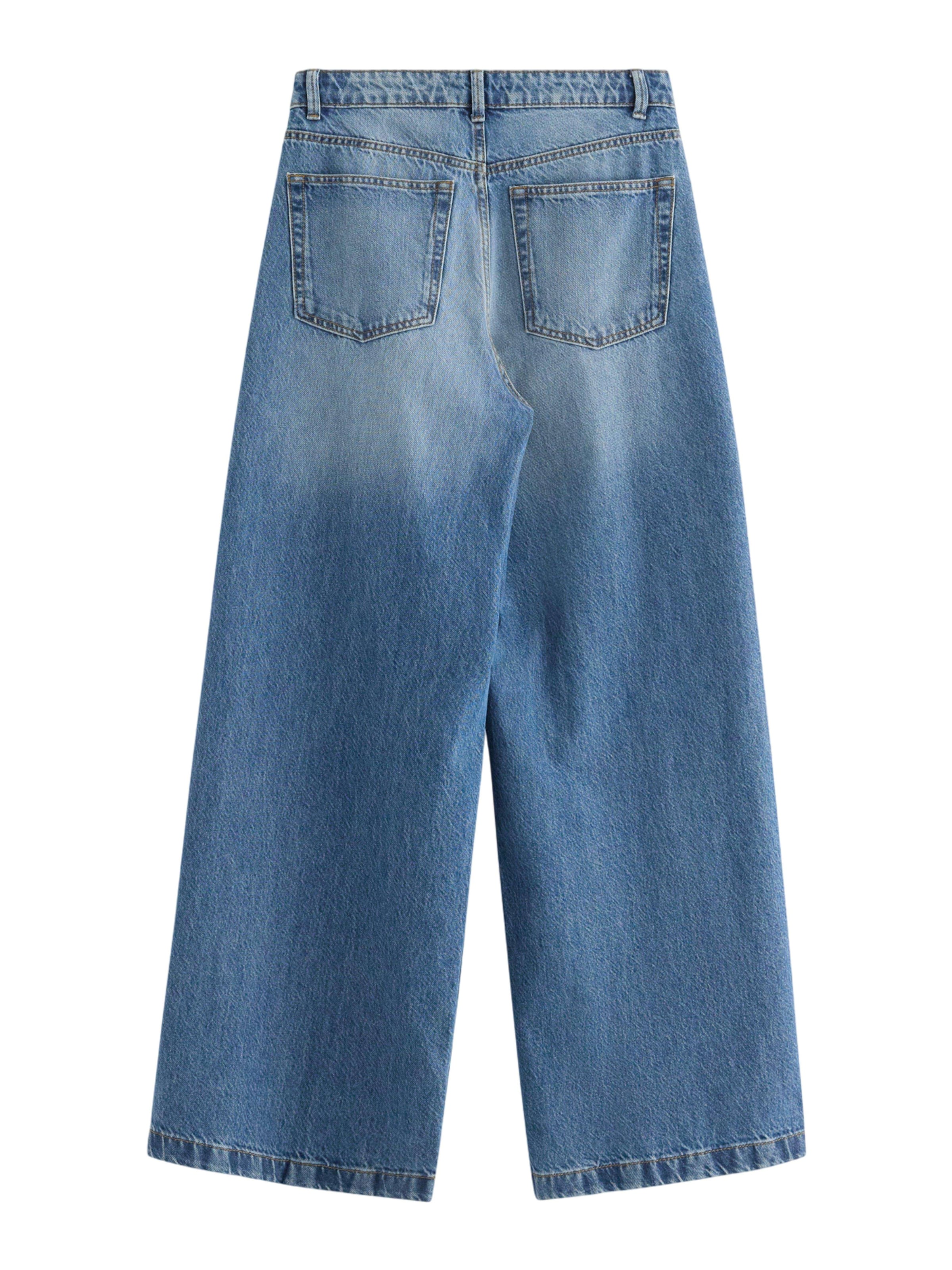 Lindex Широкий Джинсы с плиссировкой в Синий