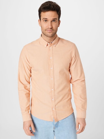 BLEND Regular fit Button Up Shirt 'NAIL' in Orange: front