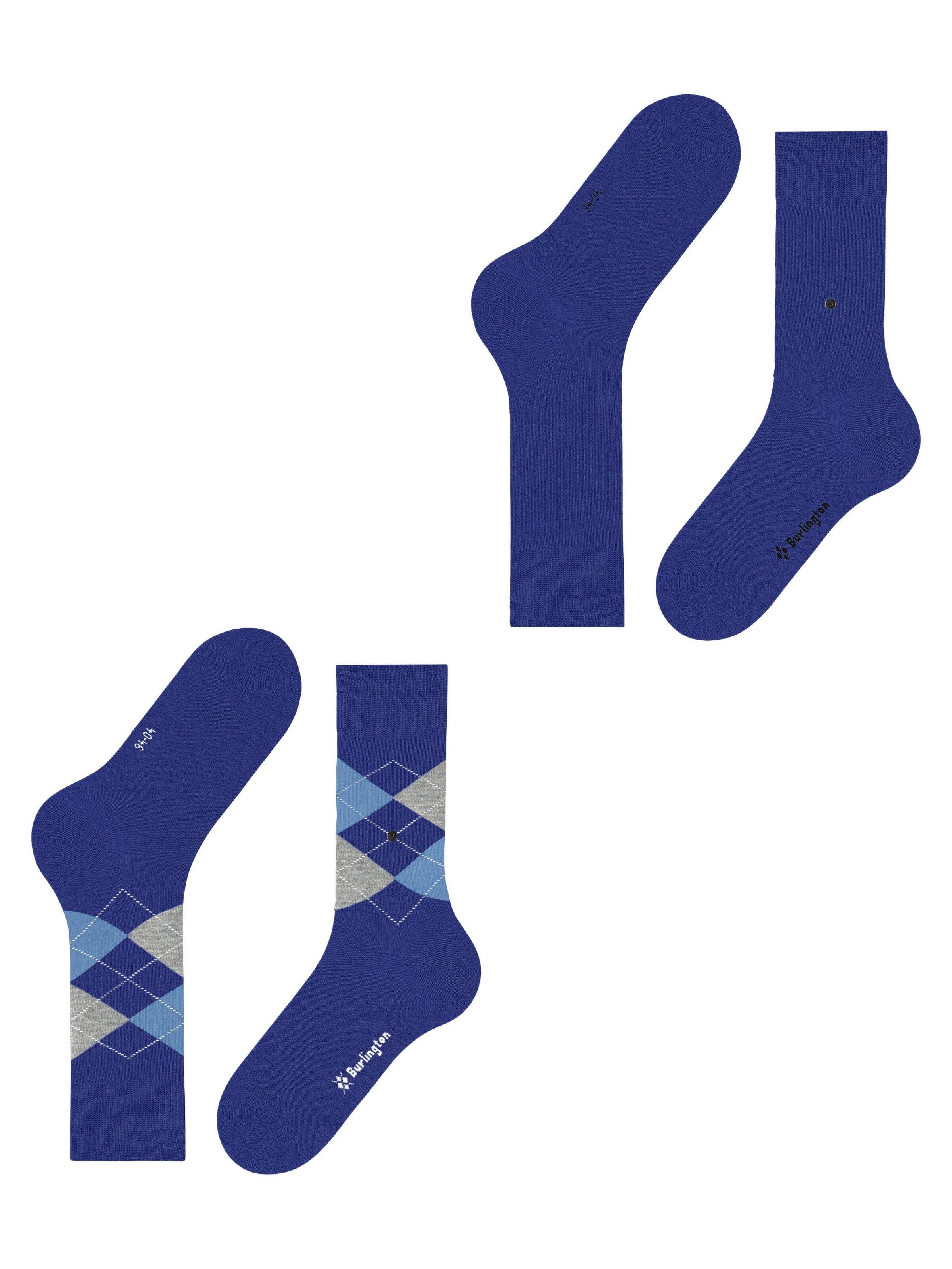 BURLINGTON Socks 'Everyday Argyle Mix 2-Pack' in Blue