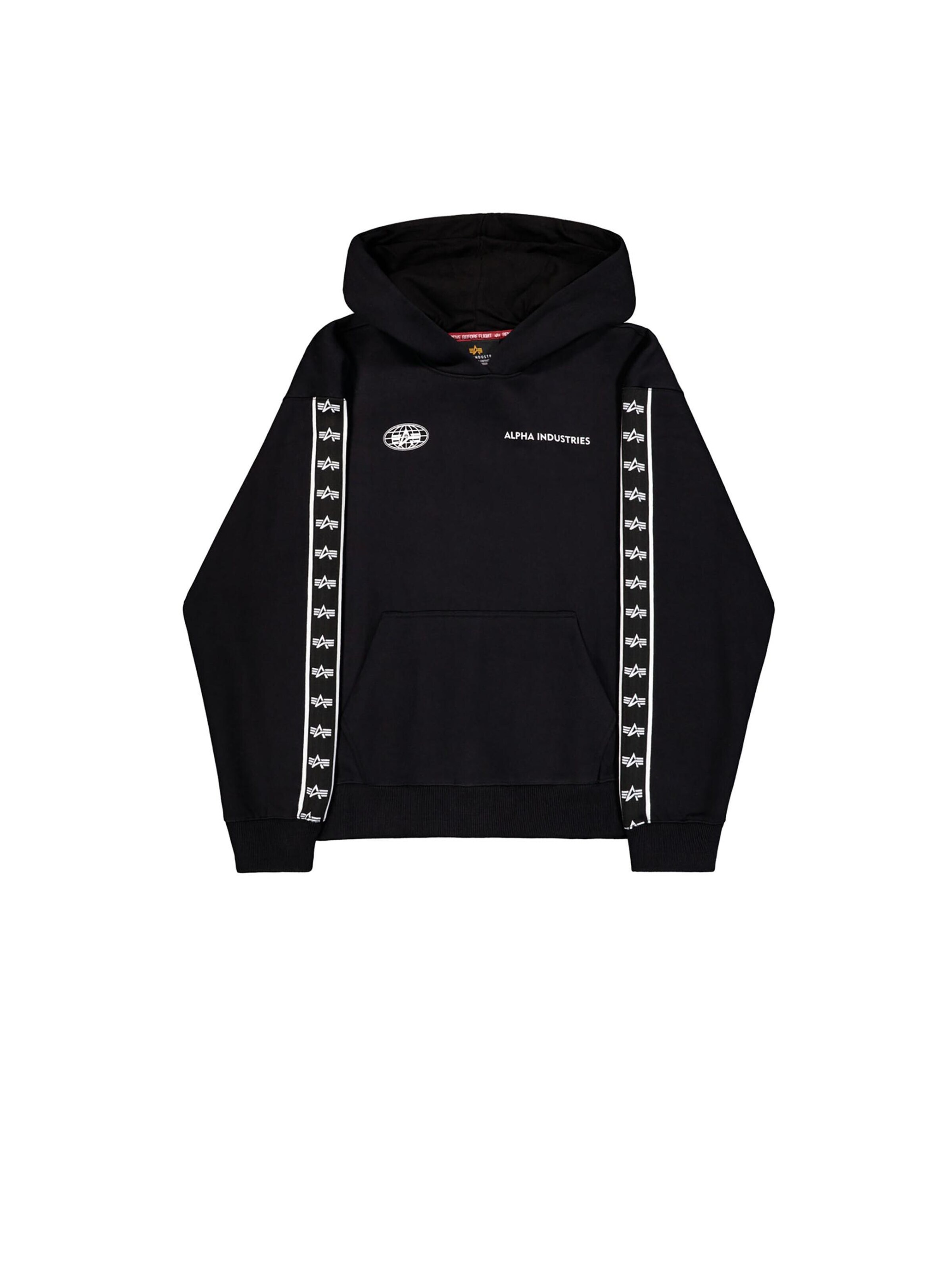 ALPHA INDUSTRIES Sweatshirt 'Logo Track Tape' in Black: front