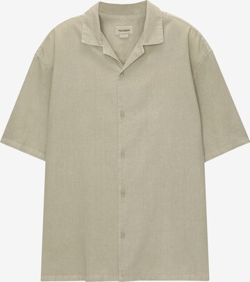 Pull&Bear Comfort fit Button Up Shirt in Green: front