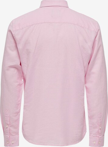 Only & Sons Slim fit Button Up Shirt 'CAIDEN' in Pink