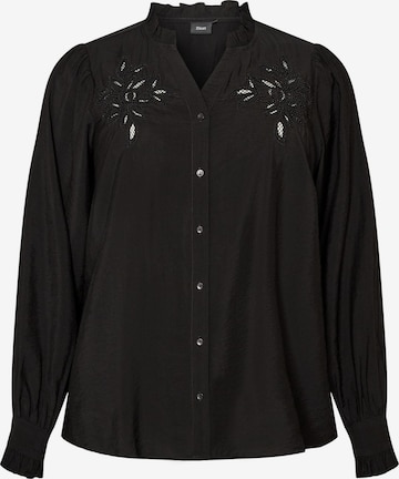 Blouse folklorique 'MCLARU' Zizzi en noir : devant