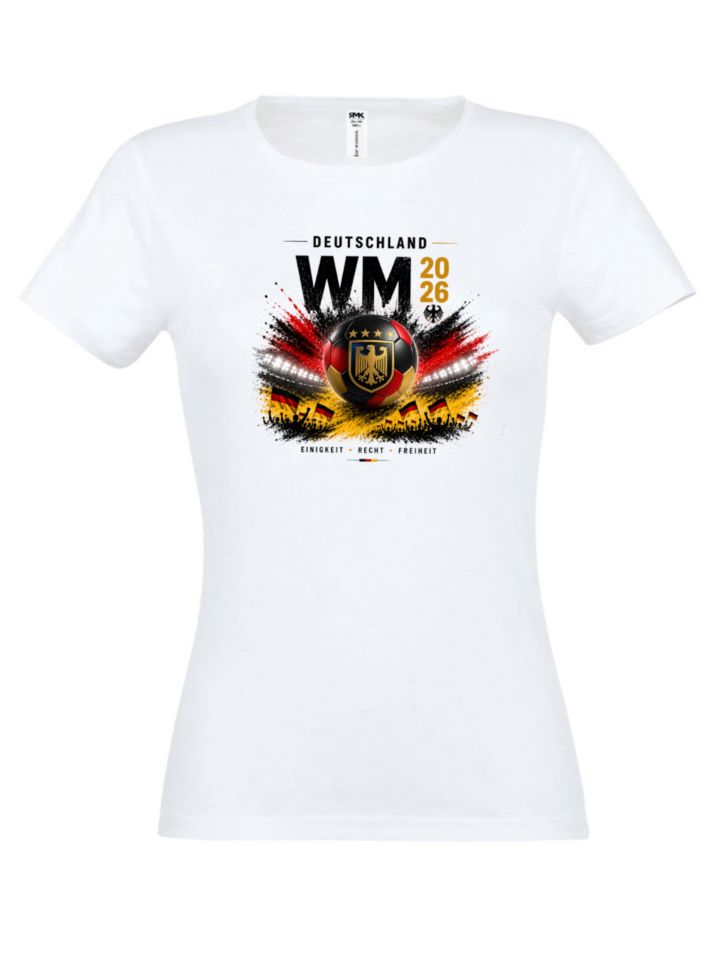 RMK Shirt 'Fußball Deutschland WM 2026' in White: front