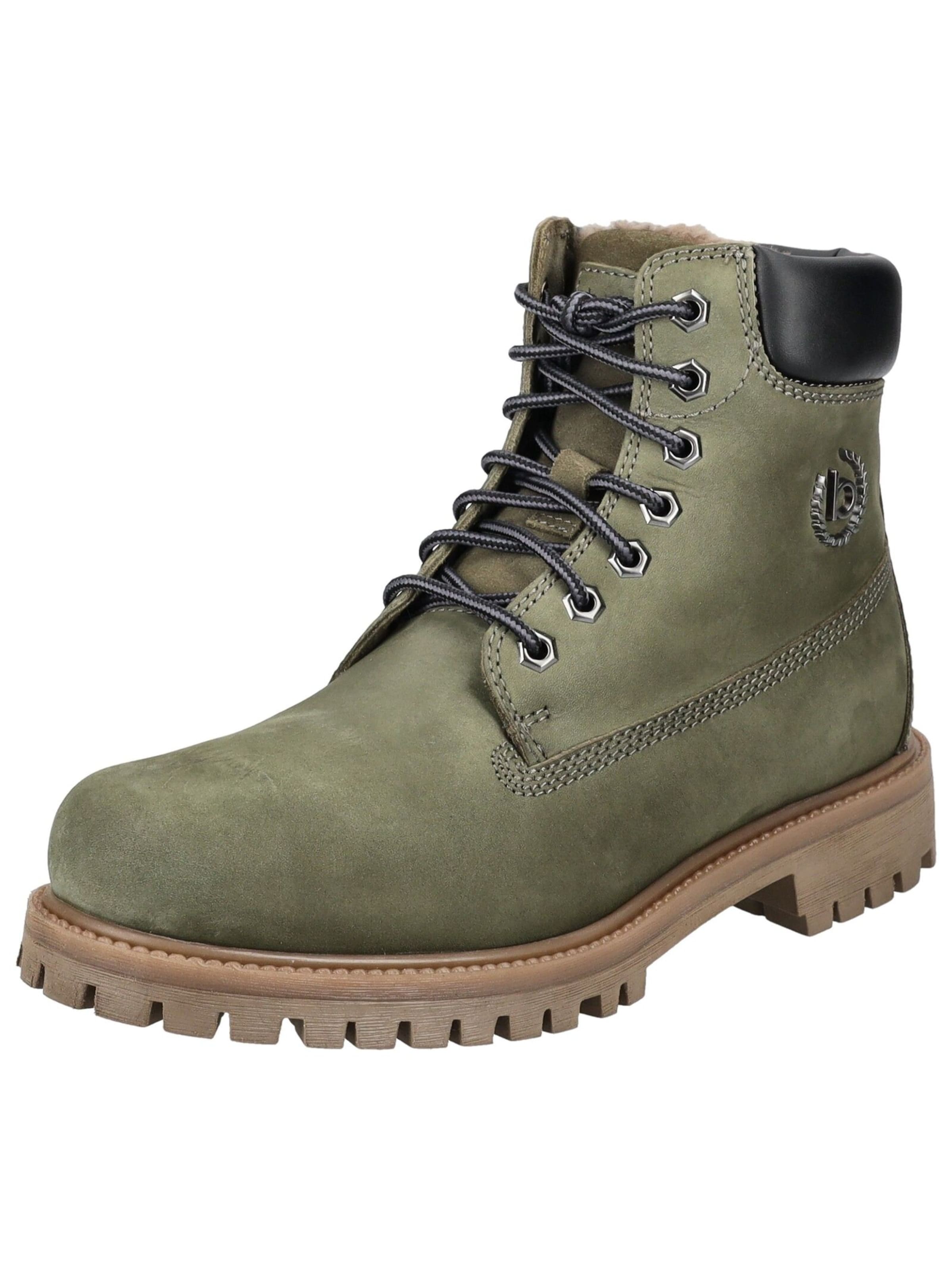 Boots stringati di bugatti in verde: frontale