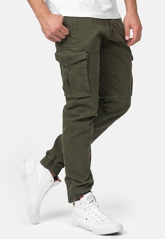 INDICODE JEANS Tapered Cargo trousers 'Alex' in Green