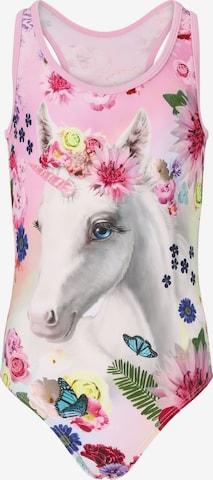 ZigZag Swimsuit 'Paradise' in Pink: front