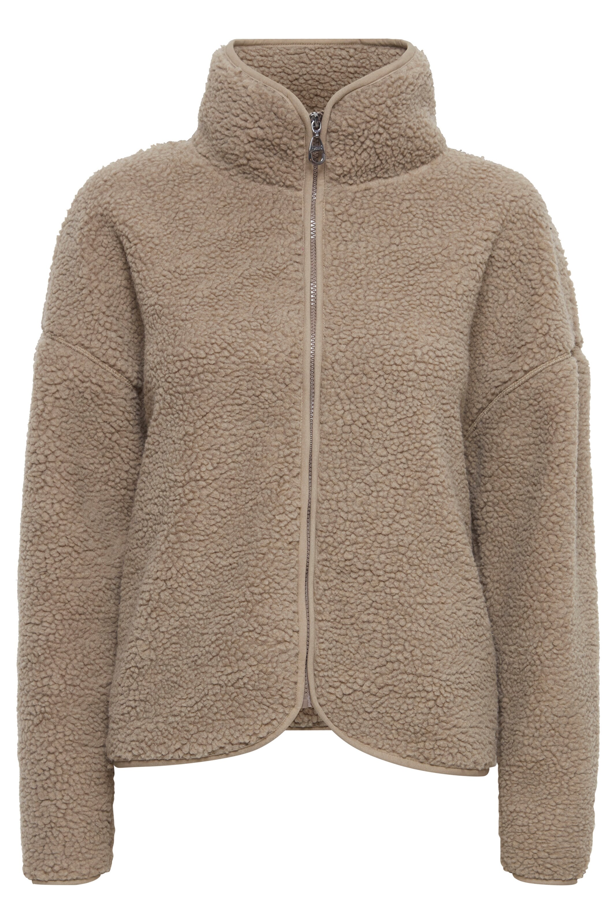 Oxmo Fleecejacke 'Tonje' in Beige: Vorderseite